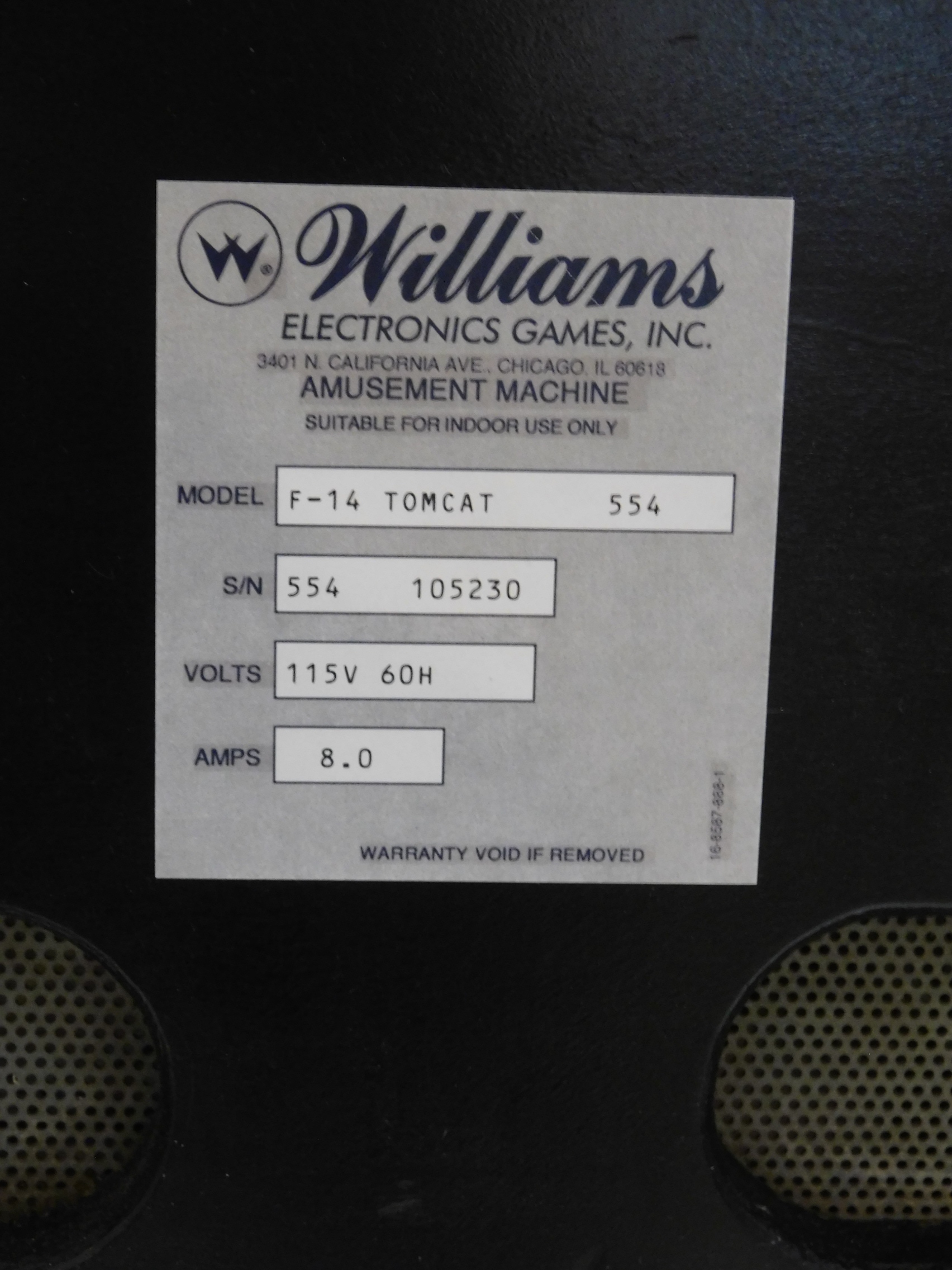 Pinball Restorations, Williams F-14 Tomcat